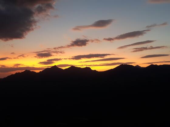 Sonnenuntergang auf der Hütte