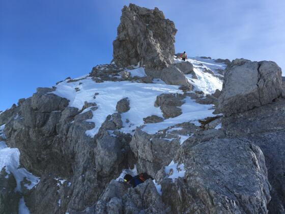 Die letzten Meter zum Gipfel vom Skidepot