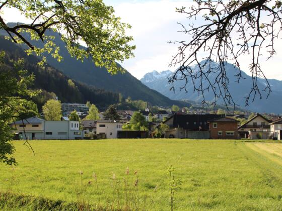 Blick vom Waldweg unterhalb des Hängenden Steins Richtung Nüziders