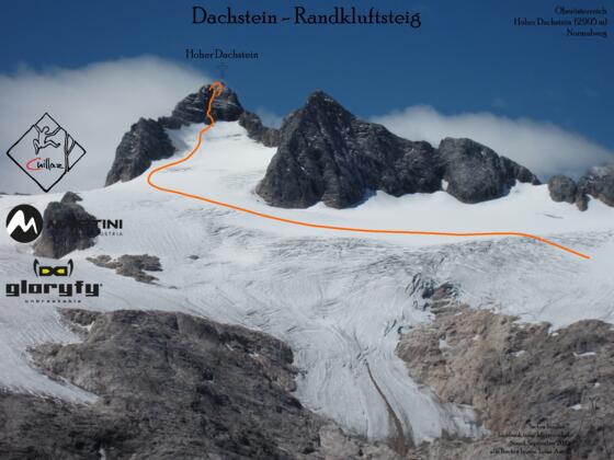 Topo Hoher Dachstein Normalweg - Route in Foto