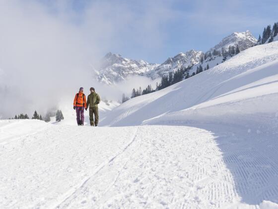 Winterwanderweg kurz vor der Alpe Unterpartnom