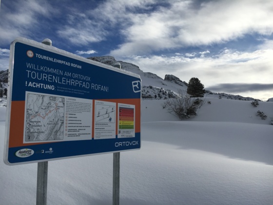 Start Ortovox Tourenlehrpfad kurz nach dem  Wasserbodenlift