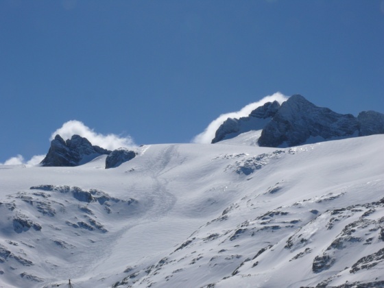 Dachstein von der Hütte im Winter
