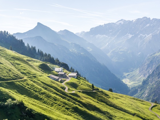 Blick auf Ober-Überlutalpe und ins Metzgertobel