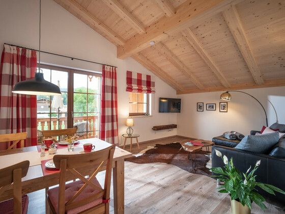 Wohnbereich in der Ferienwohnung Wildbarren