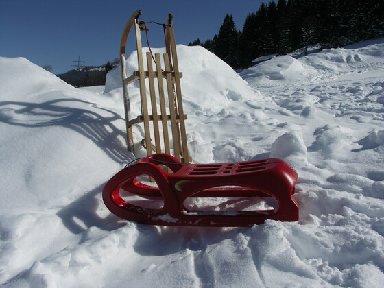 Rodeltour von der Huggenbergalm zum Berggasthof Biberg.