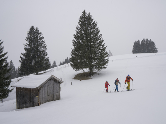Kurz nach dem Start zur Skitour zur Schwalbenwand