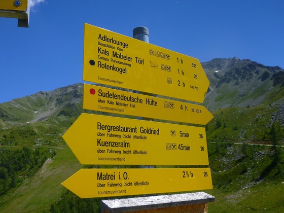 Wegweiser im Nationalpark &quot;Hohe Tauern&quot;
