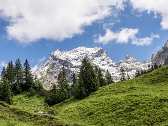 Blick auf die Rote Wand vom Alpgebiet Klesenza aus