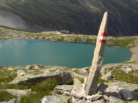 Blick zurück zum  Unteren Gerlossee und zur Zittauer Hütte