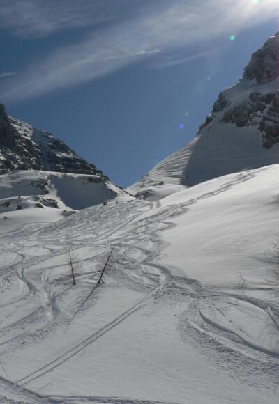 Blick zurück hinauf zur Zwischenwändscharte