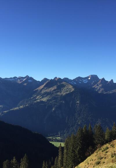 Blick in die Berge des Bregenzerwaldes vom Startpunkt der Tour