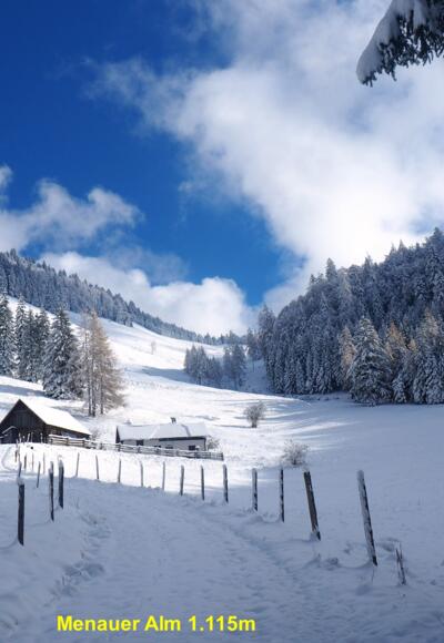 Menaueralm 1.115m mit Menauersattel 1380m