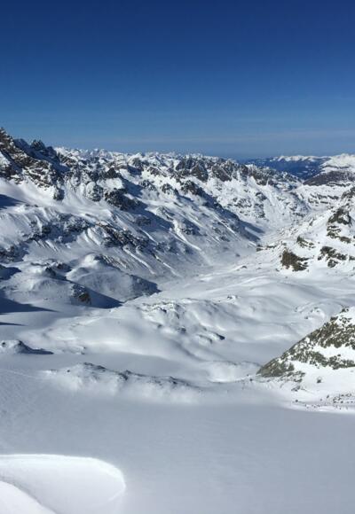 Aussicht vom Piz Jeramias auf den Vermuntgletscher