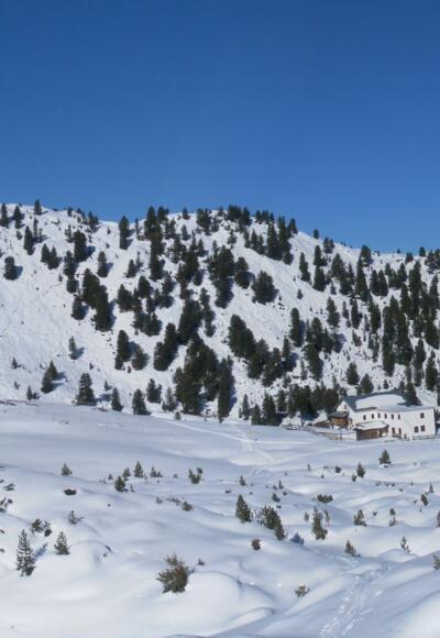 Sonntagsköpfl Ostflanke mit Adolf Pichler Hütte