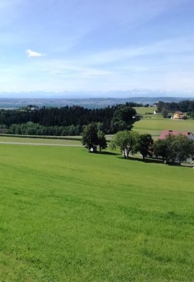 Im Abstieg in Richtung Schiefe Kapelle mit Blick nach Süden