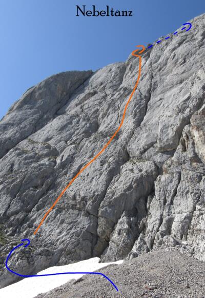 Nebeltanz an der Torsäule - Übersichtsfoto (Topo) der Klettertour