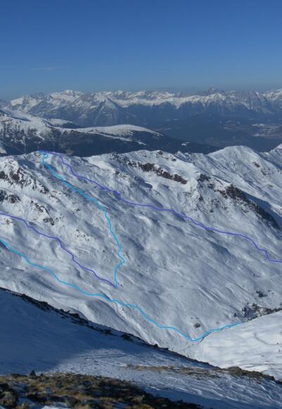 Schaflegerkogel ganz links und Angerbergkopf mittig vom Gamskogel gesehen