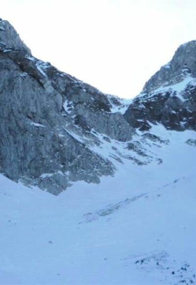 Blick auf den oberen Teil der Egergrinn und die Schlüsselstelle