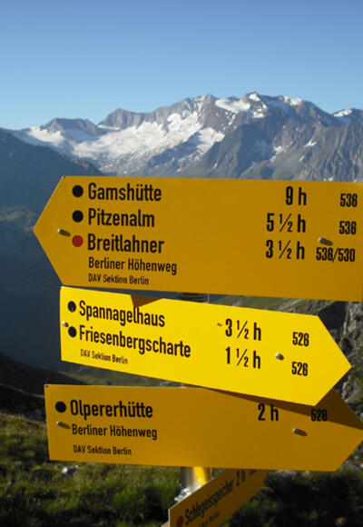 Wegweiser am Friesenberghaus