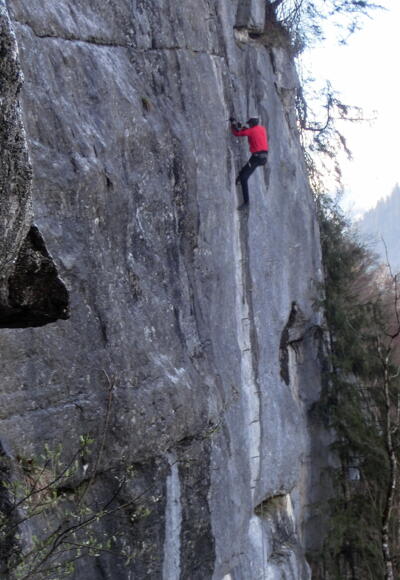 Kletterer im Abendrot-Klettersteig