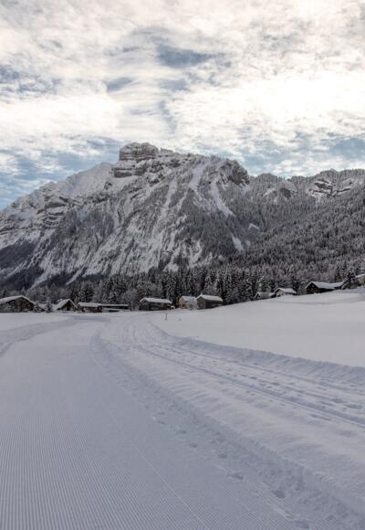 Winterwandern mit Blick auf die Kanisfluh