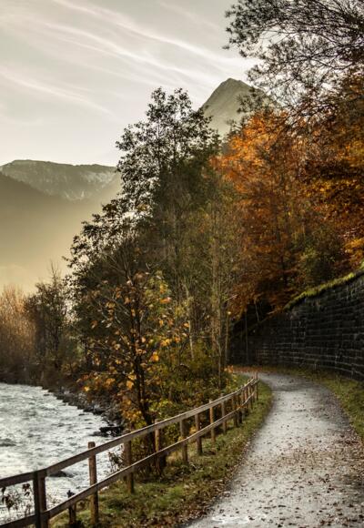 Bregenzerache in Au im Herbst