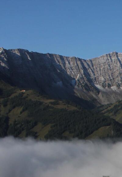 Blick von Tuftelalm zu Gartner Wand und Wolfratshauser Hütte