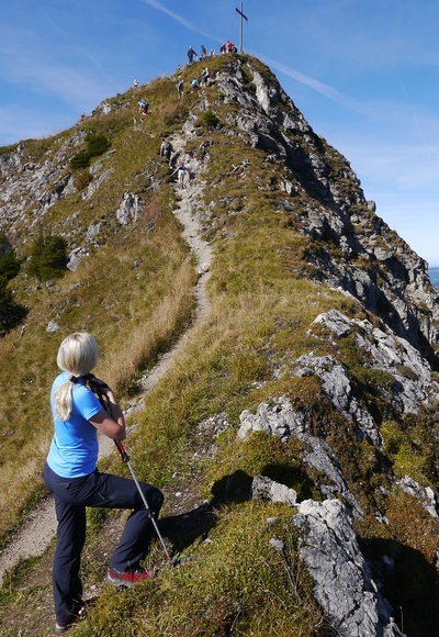 Die letzten Meter des Gamsbocksteigs bis zum Gipfel der Krinnenspitze.