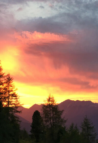 Sonnenuntergang an der Stamser Alm