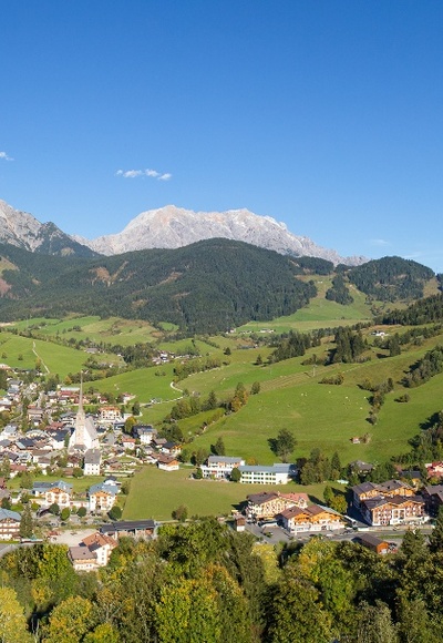 Blick nach Maria Alm vom Gasthof Hinterreit