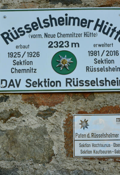 Hüttenschild Rüsselsheimer Hütte