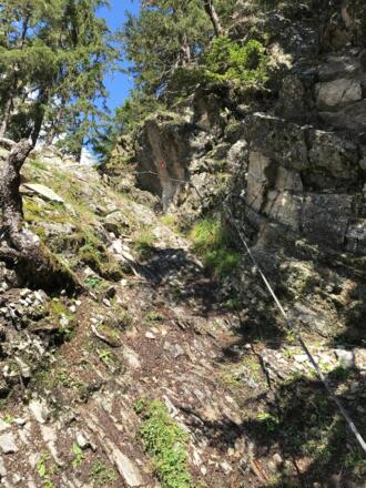 Path secured with a rope