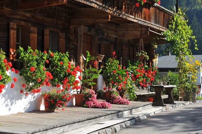 Bauernhaus mit Blumen
