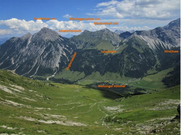 Blick über den Nenzinger Himmel auf die anderen Wanderziele
