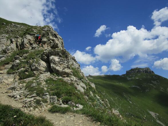 Die einzige ausgesetzte und seilgesicherte Stelle unserer Bergtour