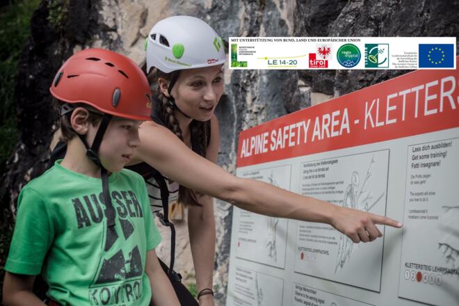 Lehrtafel Klettersteig beim der Alpine Safety Area (ASA)