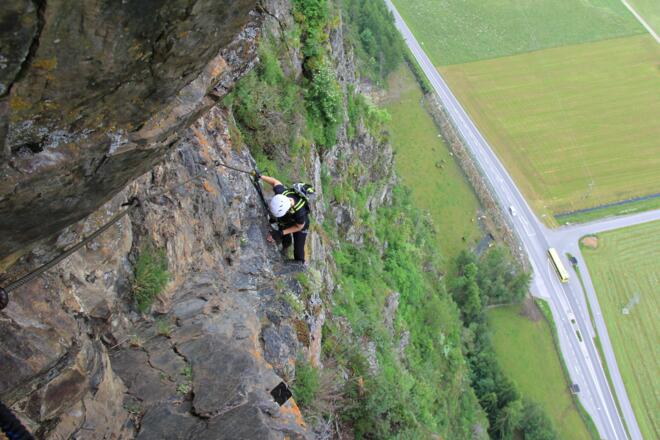 nach dem Quergang Richtung Ausstiegs "Kamin"
