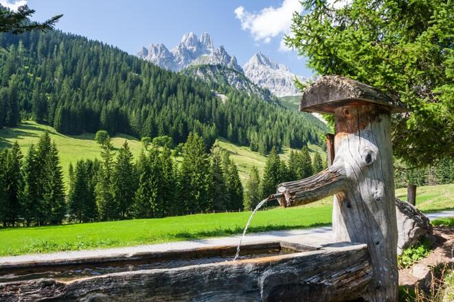 Brunnentrog mit Trinkwasser des Kraftplatzes "Meeräuglquelle"