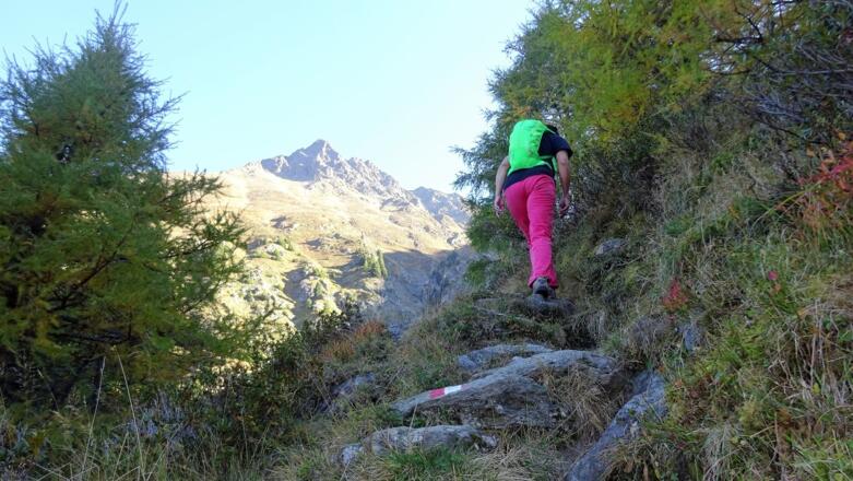 Durch die Ausrichtung nach Westen bietet dieses Steilstück auch an heißen Sommertagen Schatten und Kühle (sofern man rechtzeitig aufbricht).