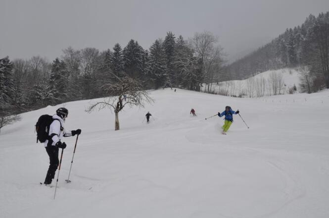 Die letzte Abfahrt über die Felder von Reute-Tugstein (524m)