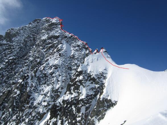 die Route am Großglockner Nordwestgrat