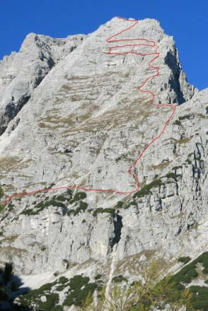 Aufstiegsroute am Ostgrat (Überblick mit Varianten)