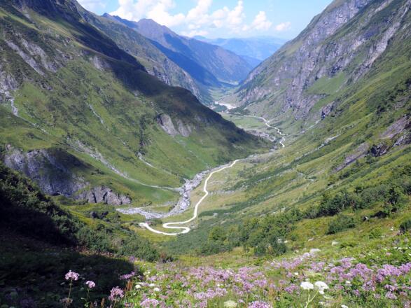 Hollersbachtal mit Materialseilbahn am Straßenende