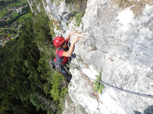 Am Ende der 3. Seillänge (12.8.2012)