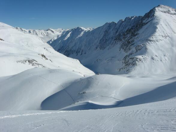 Blick zurück zur Pforzheimer Hütte.