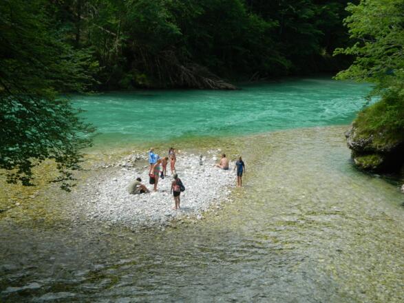 Badeplatz Mündung Krumme Steyrling in die Steyr