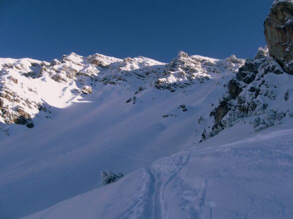 Querung in die Rinne hinein.