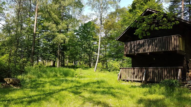 Vorbei an der Jagdhütte