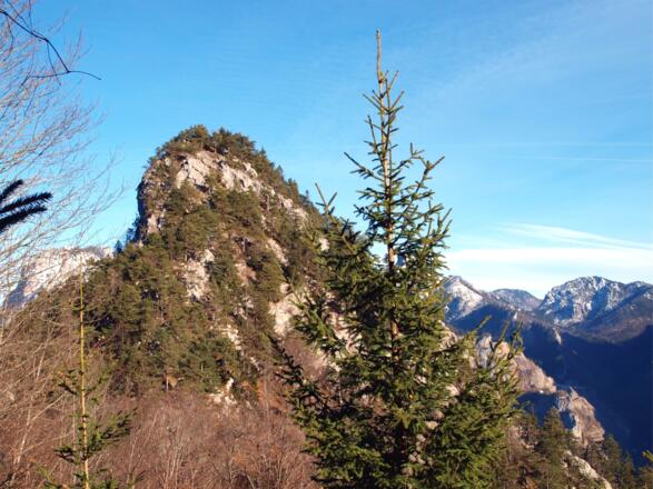 Kleiner Sonnstein 923m, gesehen nach dem Sattel (~840 m ) beim Übergang.